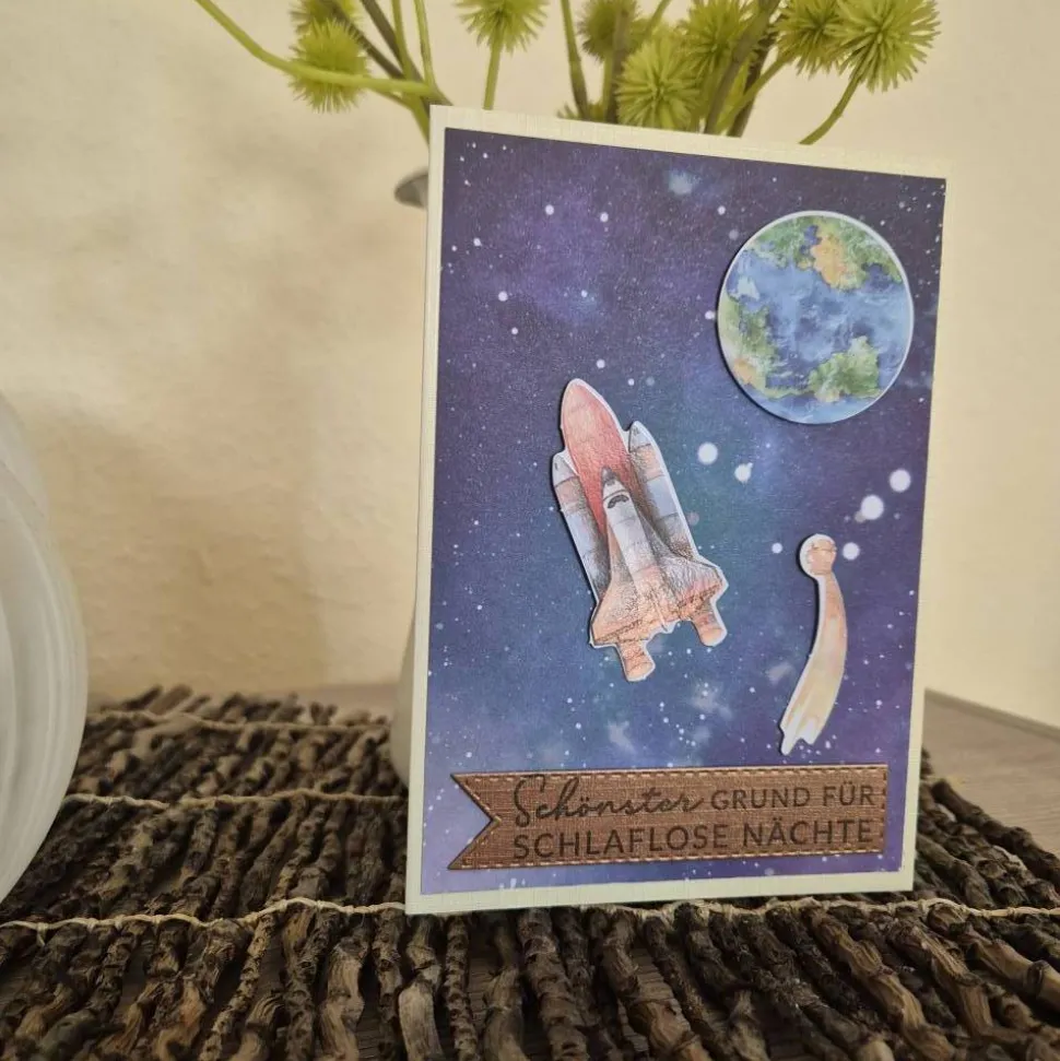Geburtstagskarte Weltraum / Weltraum-Motiv Karte / Geburtstag / Geburtstagskarte / Weltraum / Sternschnuppe / Erde