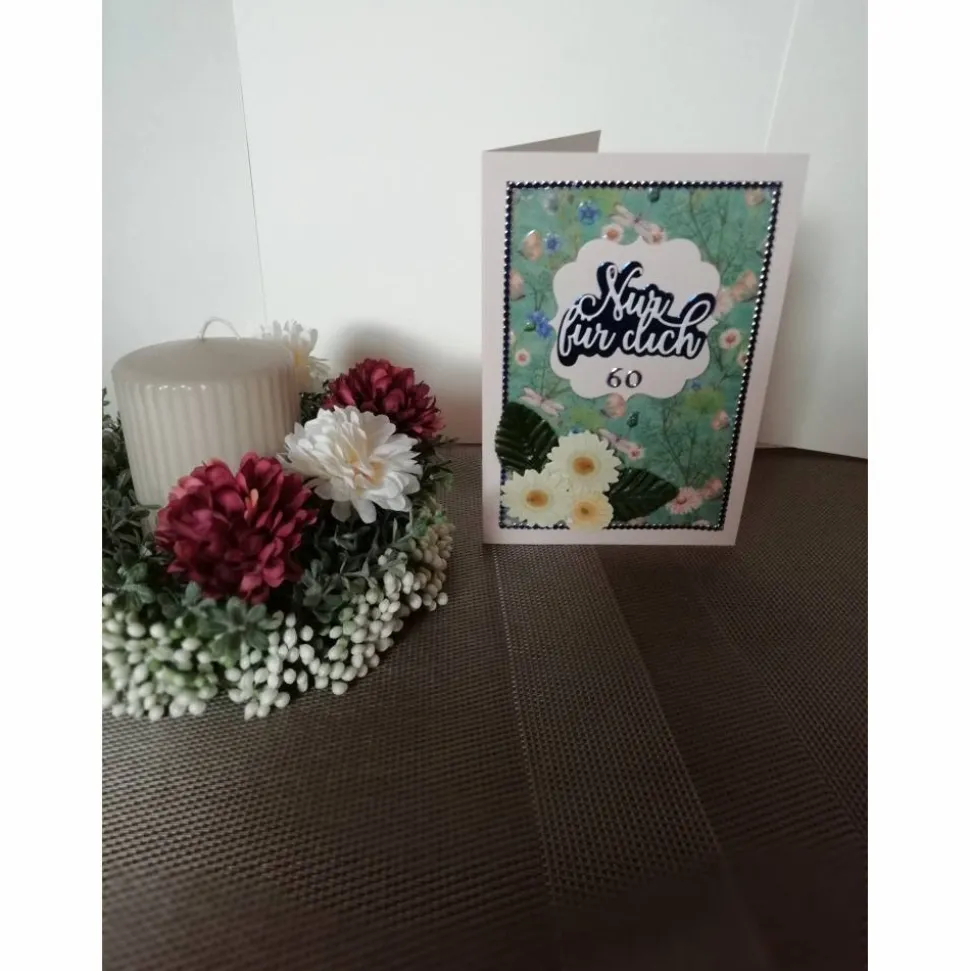 Geburtstagskarte zum 60. für eine Frau, Blumen