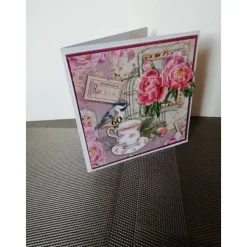 Geburtstagskarte zum 60 für eine Frau, verspielt, rosa, mitr rosafarbenen Rosen