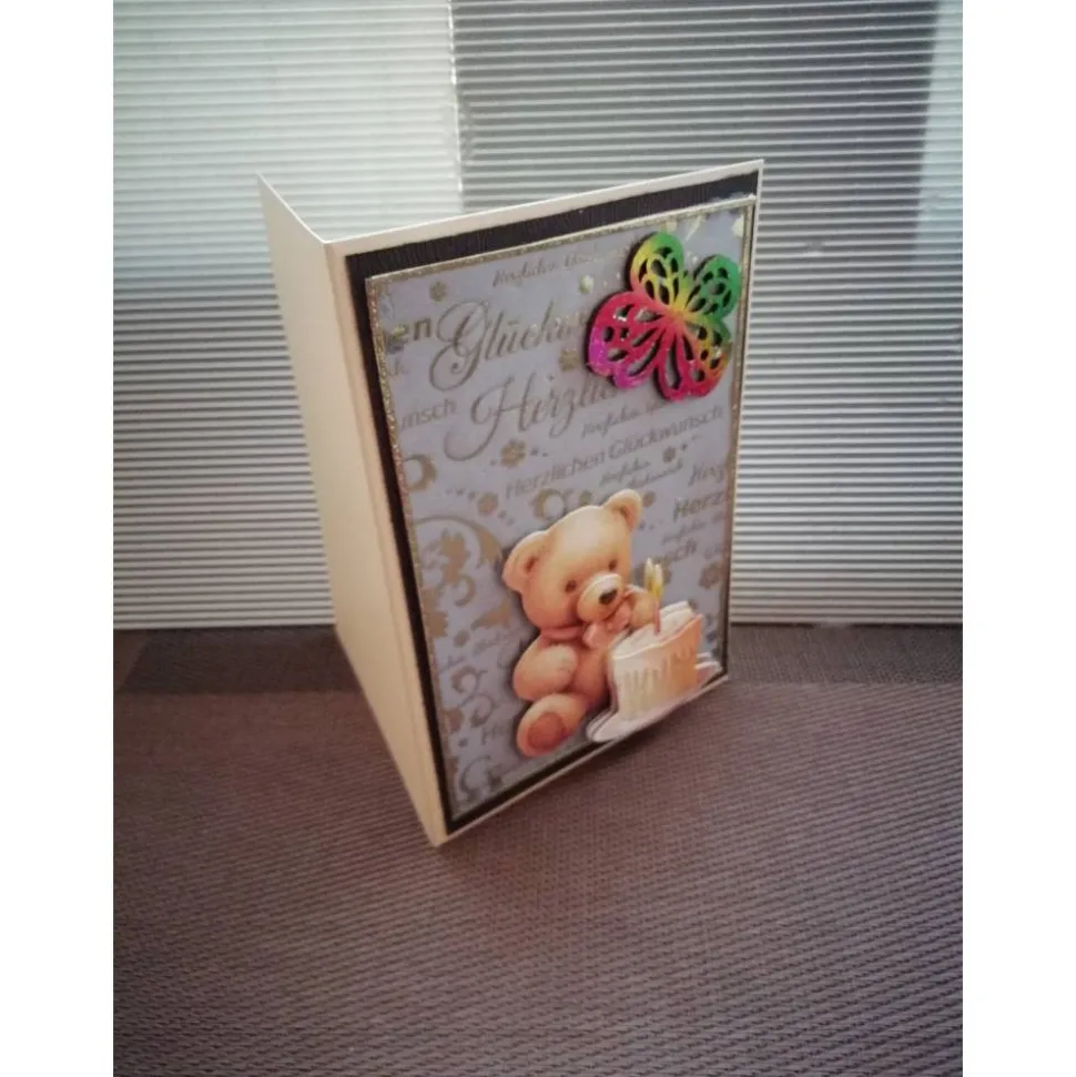 Geburtstagskarte zum 1 Geburtstag mit Teddybär