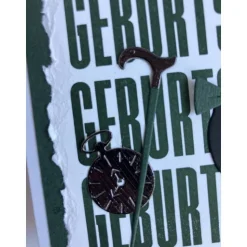 Geburtstagskarte zum 60. mit Zylinder, Spazierstock, Uhr, Fliege, Handgefertigt