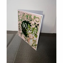 Geburtstagskarte zum 60.ten für eine Frau, Blumen, Lachsfarben