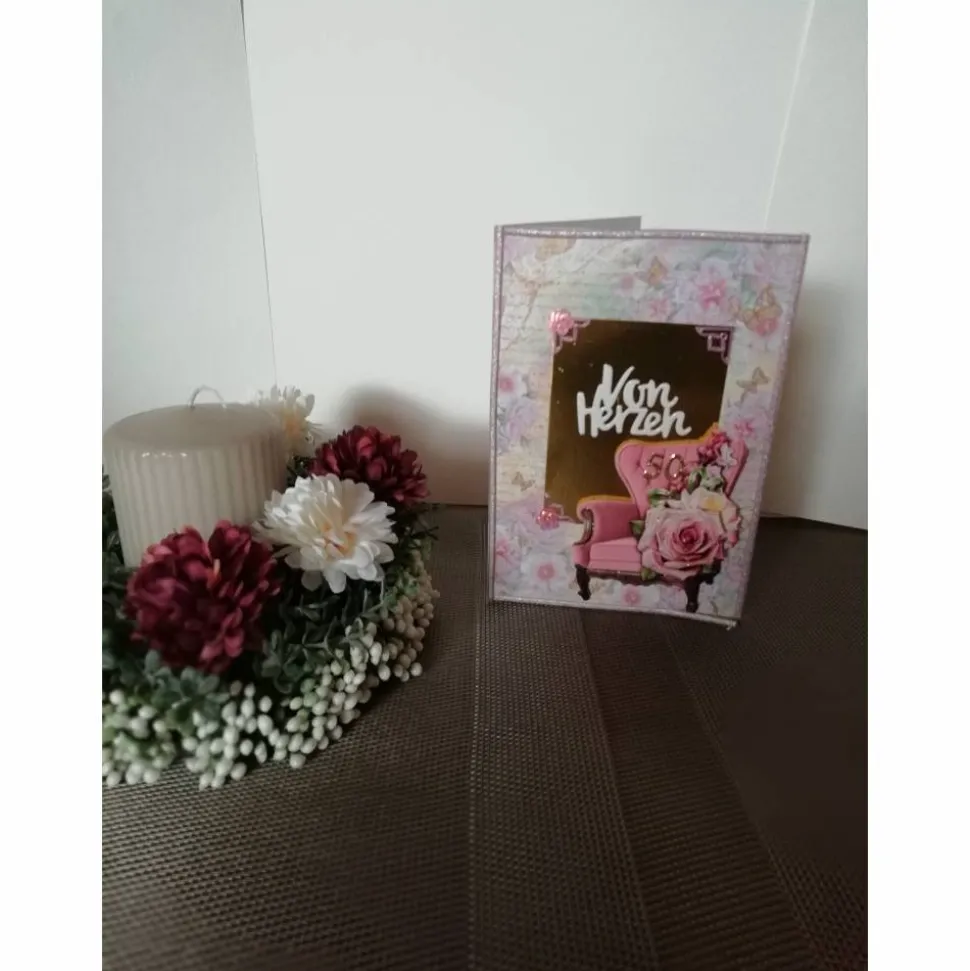 Geburtstagskarte zum 50.ten für eine Frau mit rosafarbenen Rosen