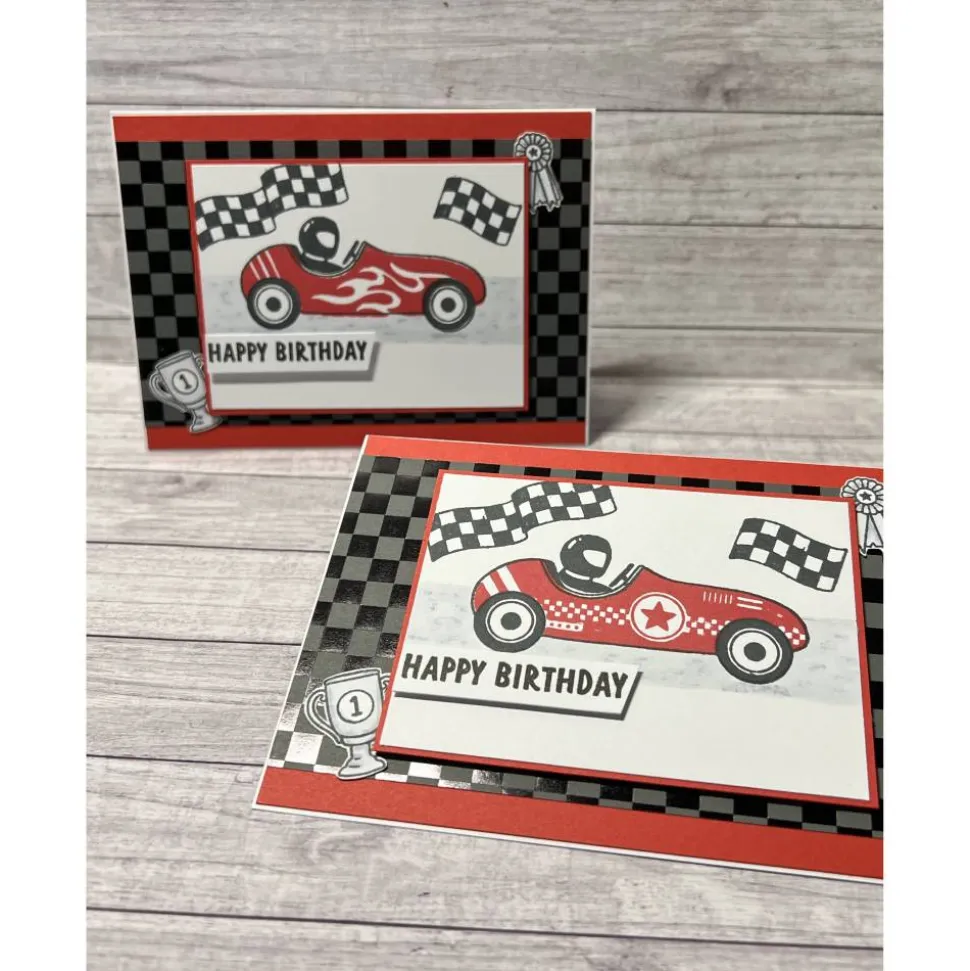 Geburtstagskarten „Happy Birthday“ Glückwunschkarte Grußkarte Karten Geburtstag Männer Kinder Rennauto Stampin‘ Up!