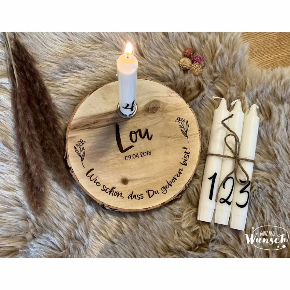 Geburtstagskerze personalisiert  | Baumscheibe | Geburtstag | Lebenskerze | Geburtstagsbrett  | Geburtstagsgeschenk