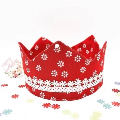 Geburtstagskrone für Kinder , Krone, rot, geblümt, größenverstellbar
