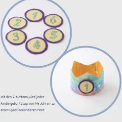 Geburtstagskrone mit Zahlen, Kindergeburtstag Krone, verstellbare Stoffkrone, Superkind Motiv Krone