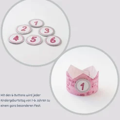 Geburtstagskrone mit Zahlen, Krone für Kindergeburtstag, Partykrone Farbe Beere, Babys erster Geburtstag