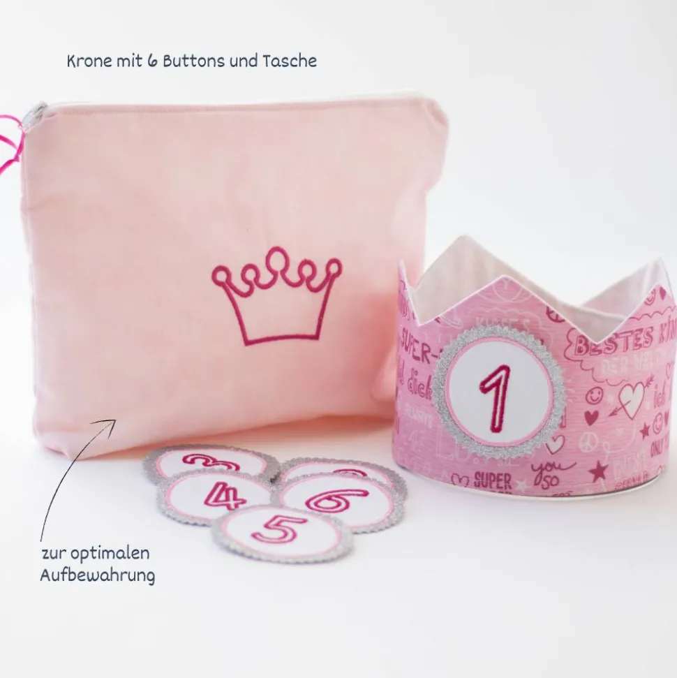 Geburtstagskrone mit Zahlen, Krone für Kindergeburtstag, Partykrone Farbe Beere, Babys erster Geburtstag