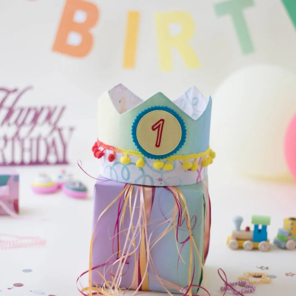 Geburtstagskrone Stoff, Krone für Kindergeburtstag, Krone mit Bommeln, Geburtstag, Geburtstagskrone Mädchen