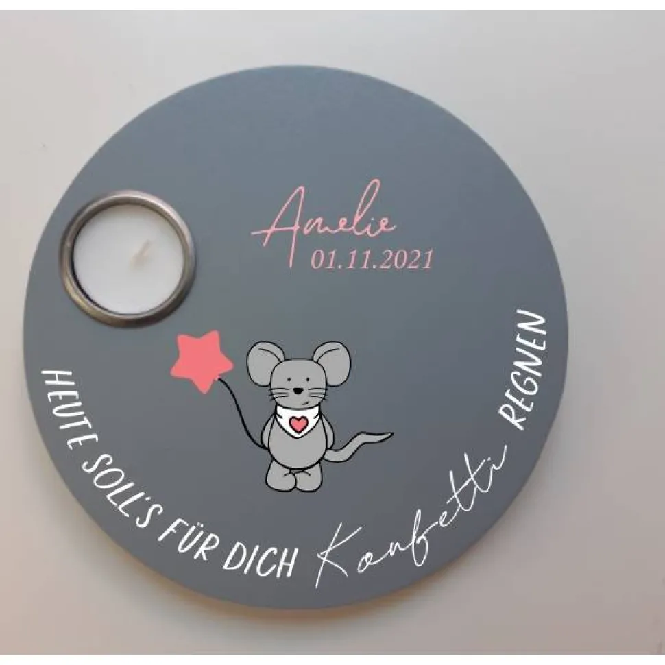 Geburtstagslicht | Geburtstagsbrett grau / Maus