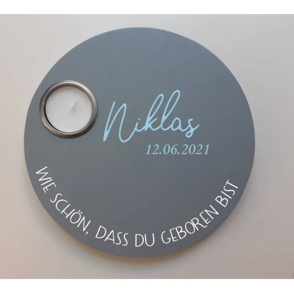 Geburtstagslicht | Geburtstagsbrett grau / schlicht