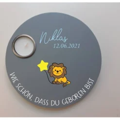 Geburtstagslicht | Geburtstagsbrett grau / Löwe