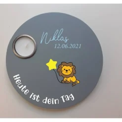 Geburtstagslicht | Geburtstagsbrett grau / Löwe