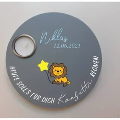 Geburtstagslicht | Geburtstagsbrett grau / Löwe