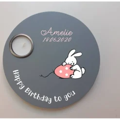Geburtstagslicht | Geburtstagsbrett grau / Hase