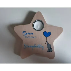 Geburtstagslicht/ Sternengeburtstag | Sternenkind Geburtstagsbrett Elefant mit Ballon | Erinnerung an ein Sternenkind