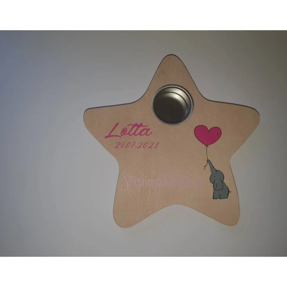 Geburtstagslicht/ Sternengeburtstag | Sternenkind Geburtstagsbrett Elefant mit Ballon | Erinnerung an ein Sternenkind