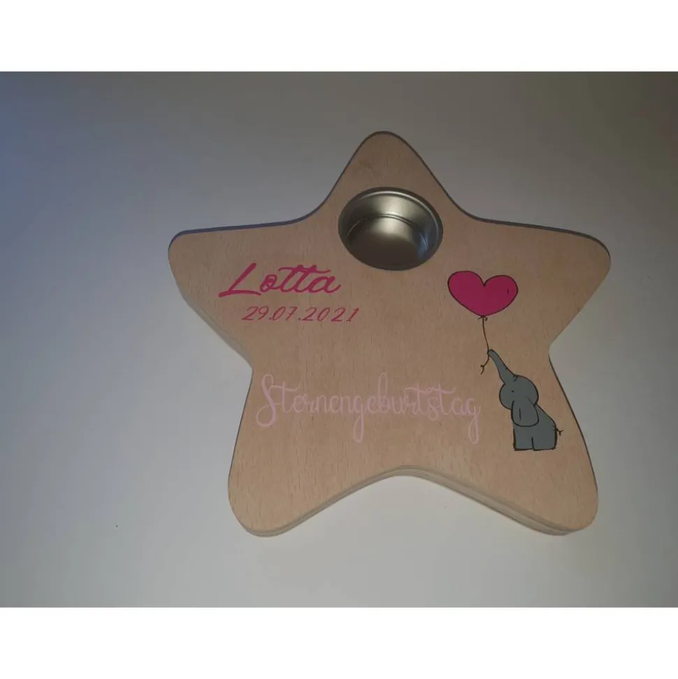 Geburtstagslicht/ Sternengeburtstag | Sternenkind Geburtstagsbrett Elefant mit Ballon | Erinnerung an ein Sternenkind