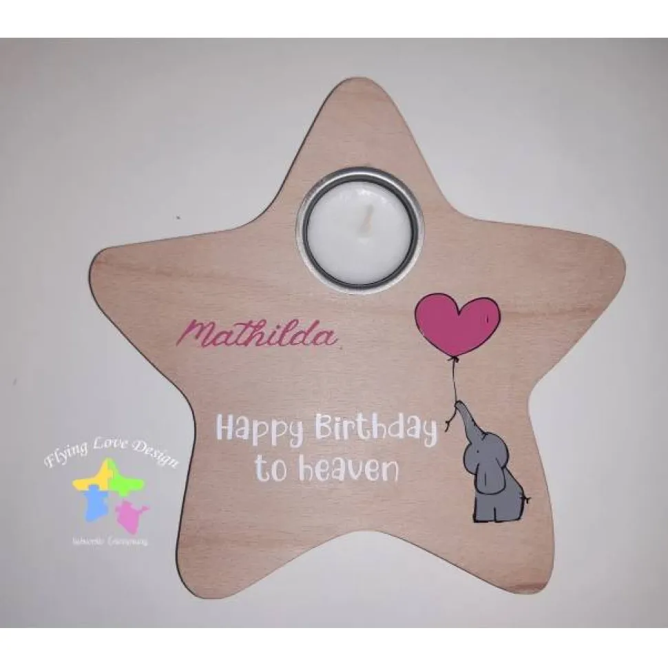 Geburtstagslicht/ Sternengeburtstag Elefant in Sternenform | Sternenkind