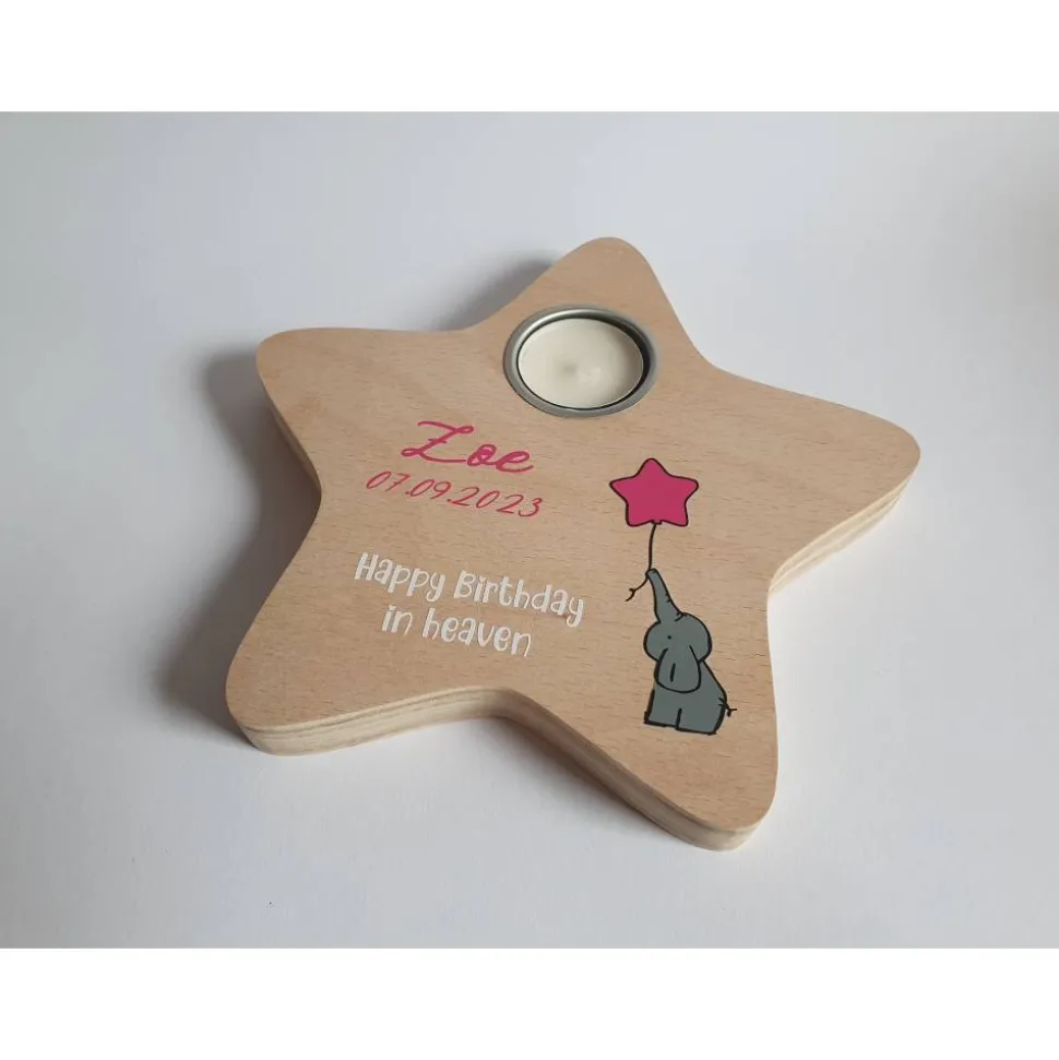 Geburtstagslicht/ Sternengeburtstag Elefant in Sternenform | Sternenkind