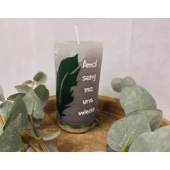 Gedenkkerze Rustik - Amal seng ma uns wieda - Trauerkerze