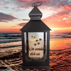 Gedenklicht Verstorbenes Tier, Katze, Led Laterne mit 6h Timer, Personalisiert,  Gedenklicht, Trauerlicht, Trauerlaterne