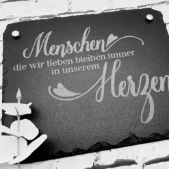 Gedenkplatte für Grab | Steinplatte mit Gravur | Stein für Grabschmuck | Grabdekoration aus Naturstein | In liebevoller