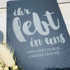 Gedenkplatte für Grab | Steinplatte mit Gravur | Stein für Grabschmuck | Grabdekoration aus Naturstein