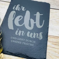 Gedenkplatte für Grab | Steinplatte mit Gravur | Stein für Grabschmuck | Grabdekoration aus Naturstein