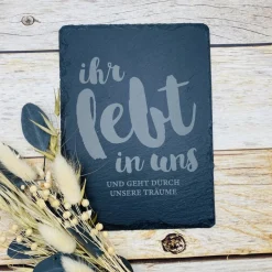 Gedenkplatte für Grab | Steinplatte mit Gravur | Stein für Grabschmuck | Grabdekoration aus Naturstein