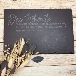 Gedenkplatte für Grab | Steinplatte mit Gravur | Stein für Grabschmuck | Grabdekoration aus Naturstein | schöner Spruch