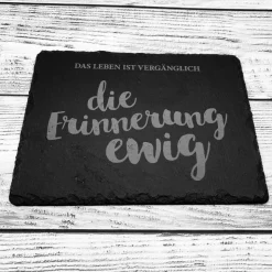 Gedenkplatte für Grab | Steinplatte mit Gravur | Stein für Grabschmuck | Grabdekoration aus Naturstein