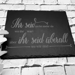 Gedenkplatte für Grab | Steinplatte mit Gravur | Stein für Grabschmuck | Grabdekoration aus Naturstein | Trauerspruch