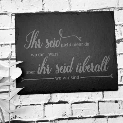 Gedenkplatte für Grab | Steinplatte mit Gravur | Stein für Grabschmuck | Grabdekoration aus Naturstein | Trauerspruch