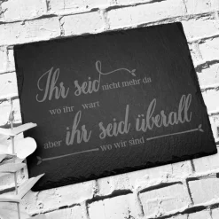 Gedenkplatte für Grab | Steinplatte mit Gravur | Stein für Grabschmuck | Grabdekoration aus Naturstein | Trauerspruch