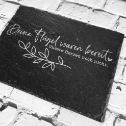 Gedenkplatte für Grab | Steinplatte mit Gravur | Stein für Grabschmuck | Grabdekoration aus Naturstein