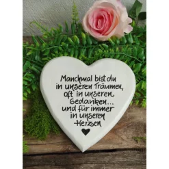 Gedenkstein, Grabschmuck, Grabstein, 17 x 17 cm, Trauer, Herz, Spruch, Manchmal bist du, Beton, frostfest
