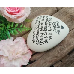 Gedenkstein, Grabschmuck, Grabstein, 12 x 12 cm, Trauer, Herz, Spruch, Immer für alle, Beton, frostfest