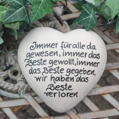 Gedenkstein, Grabschmuck, Grabstein, 12 x 12 cm, Trauer, Herz, Spruch, Immer für alle, Beton, frostfest