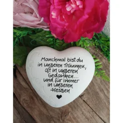 Gedenkstein, Grabschmuck, Grabstein, 17 x 16 cm, Trauer, Herz, Spruch, Manchmal bist du, Beton, frostfest