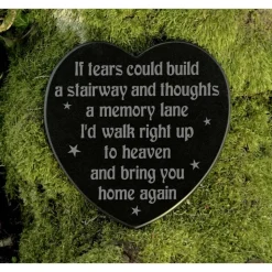 Gedenkstein Herz If tears could built a stairway - Grabschmuck - Trauerspruch englisch - Marmor - Gravur - Grabdekoratio