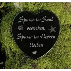 Gedenkstein Herz Marmor Grabschmuck maritime Gravur mit Spruch - edler Marmor