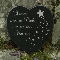 Gedenkstein Sternenkind Herz Grabschmuck Marmor Gravur Baby Grabstein Grabdekoration