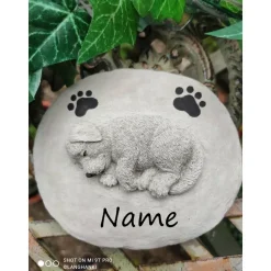 Gedenkstein, Tiergrabstein, Gedenkstein Hund, Tiergrabstein, 11 x 9 cm, Trauer,  Beton, frostfest. Hund