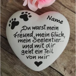 Gedenkstein, Tiergrabstein, Gedenkstein Hund, Tiergrabstein, 11 x 9 cm, Trauer,  Beton, frostfest. Hund, Du warst mein