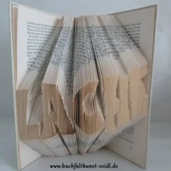 gefaltetes Buch "LACHE" als Geschenk, z.B. für Geburtstag / Weihnachten, oder als Dekoration im eigenen Zuhause