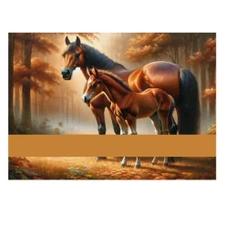 gefüllte Federmappe mit Name im Design Pferd mit Fohlen | Schulmäppchen personalisiert