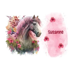 gefüllte Federmappe mit Name | Schulmäppchen mit Pferd rosa