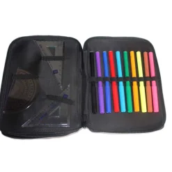 gefüllte Federmappe mit Name | Schulmäppchen mit Pferd grün